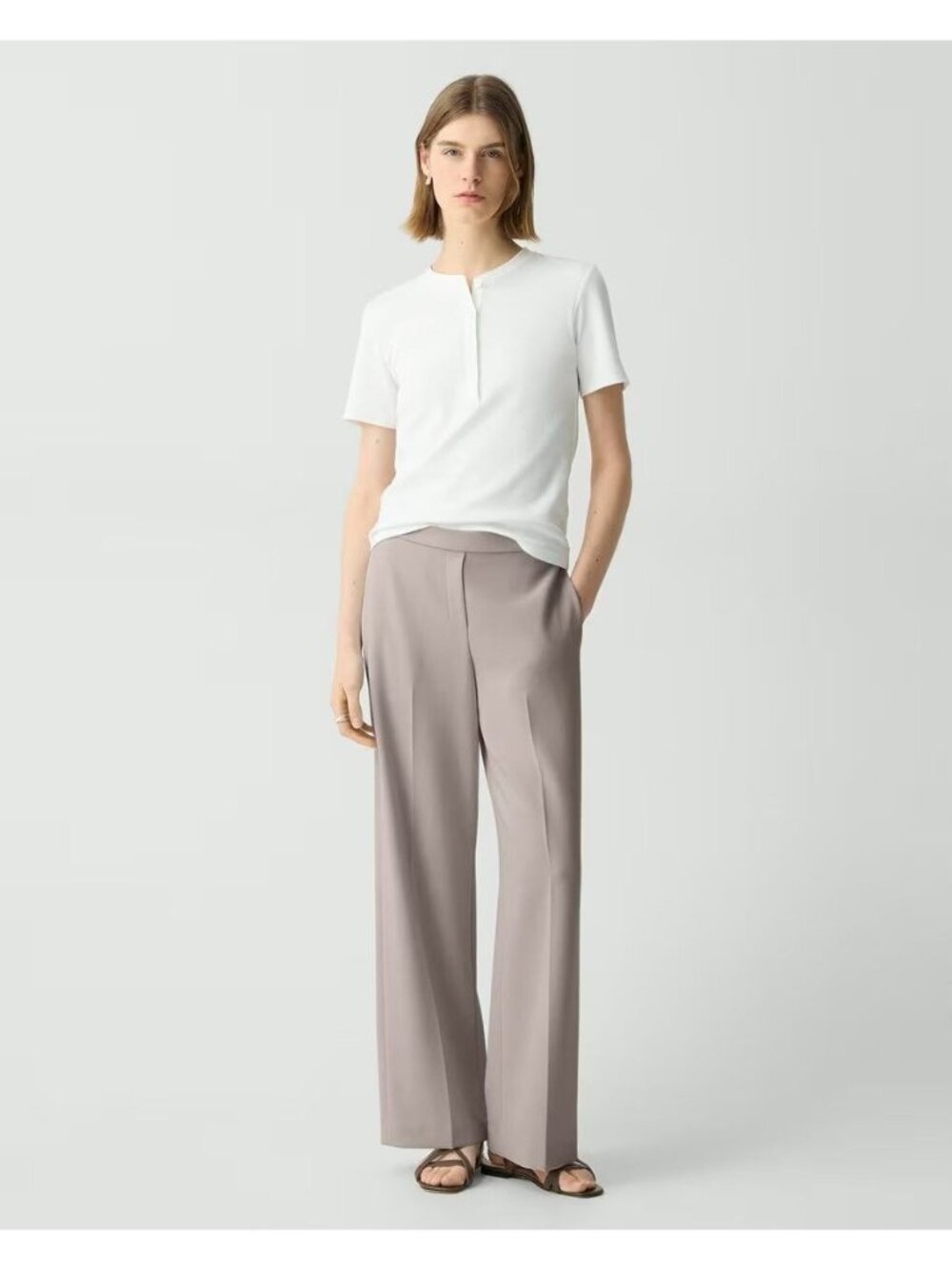 THEORY Admiral Crepe Stucco Wide Leg Pull On Pants Size 14 NEW NWT